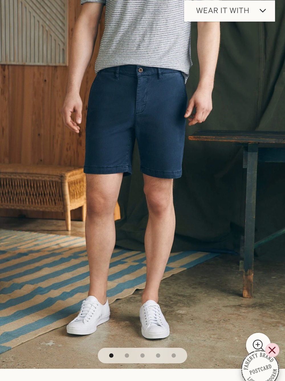 Faherty Coastline Chino Shorts (8”) Navy
